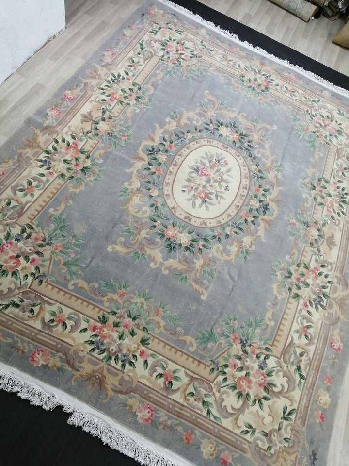 Rust Turkish Vintage Rug 9' 9" x 12' 10" Hand-Knotted close-up