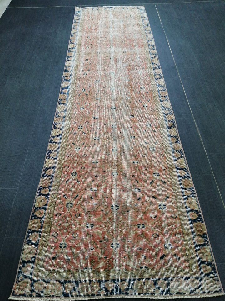Beige Turkish Runner Rug 3' x 10' 5" Hand-Knotted detail