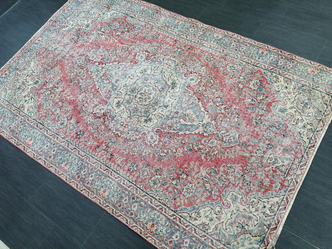 Beige Turkish Runner Rug 5' 5" x 8' 2" Hand-Knotted