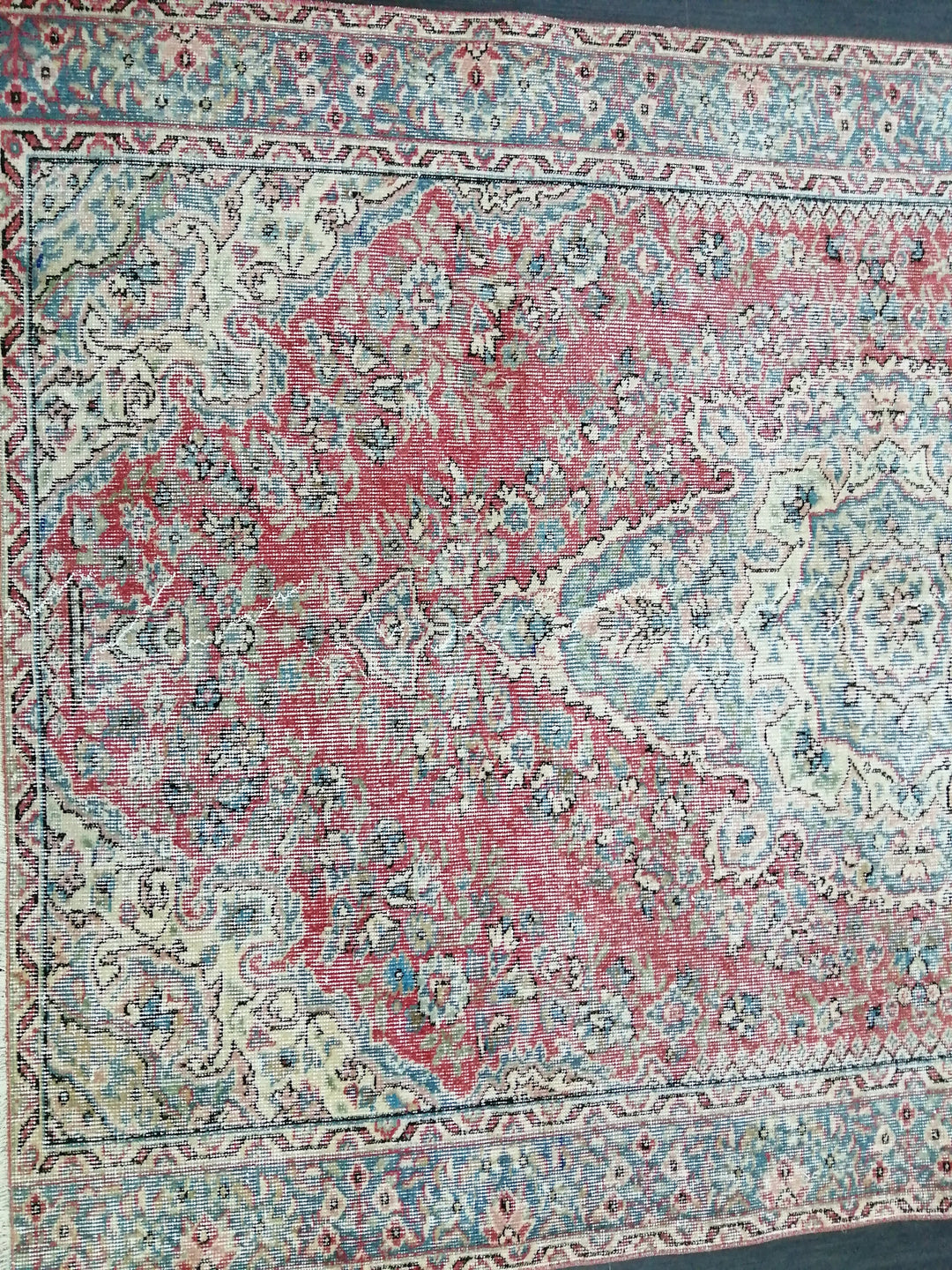 Beige Turkish Runner Rug 5' 5" x 8' 2" Hand-Knotted detail