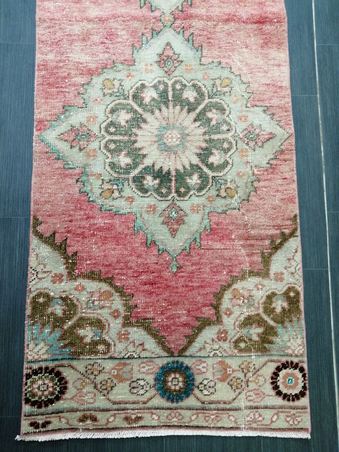 Beige Turkish Runner Rug 2' 5" x 9' 2" Hand-Knotted pattern