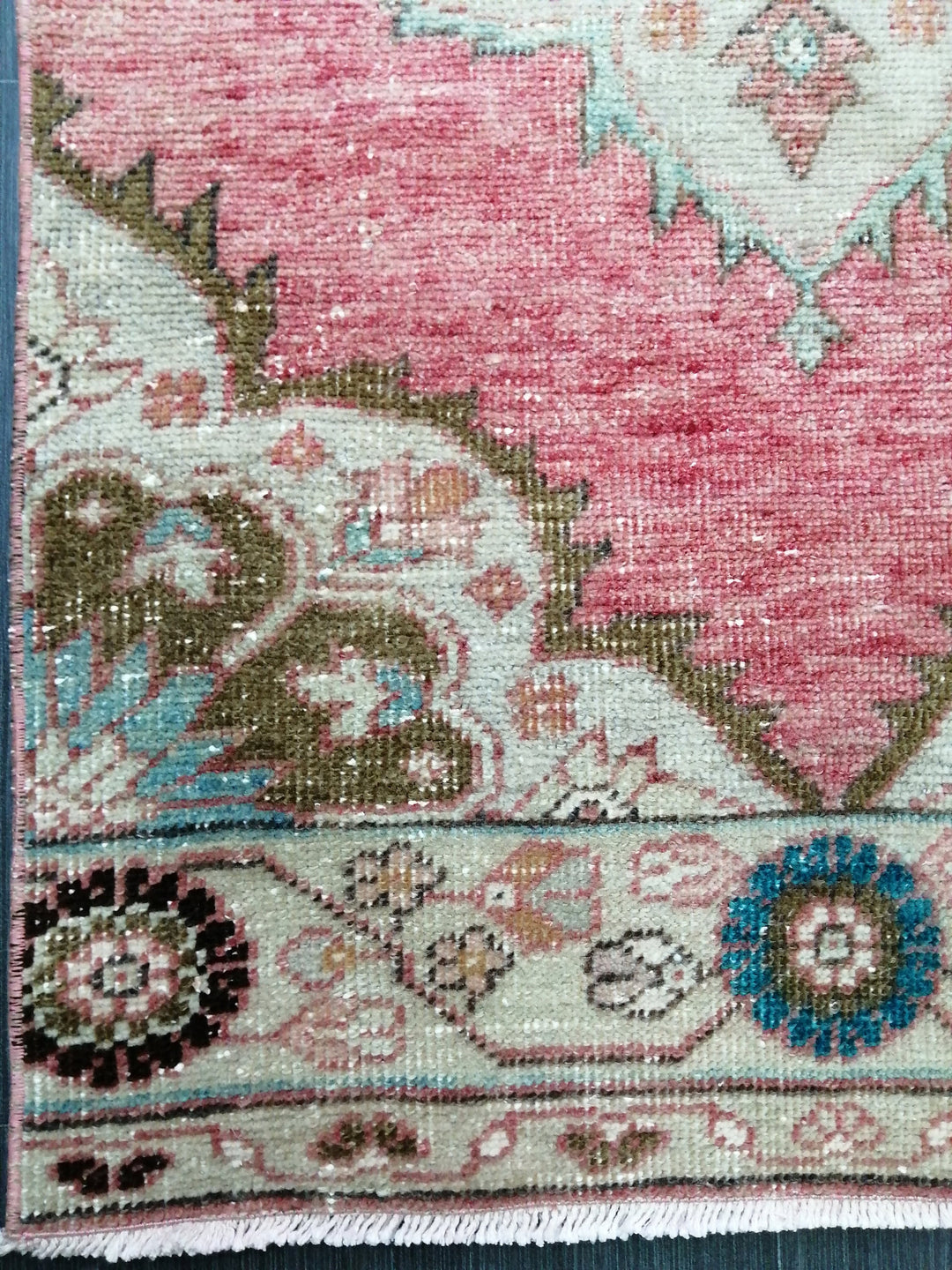 Beige Turkish Runner Rug 2' 5" x 9' 2" Hand-Knotted border