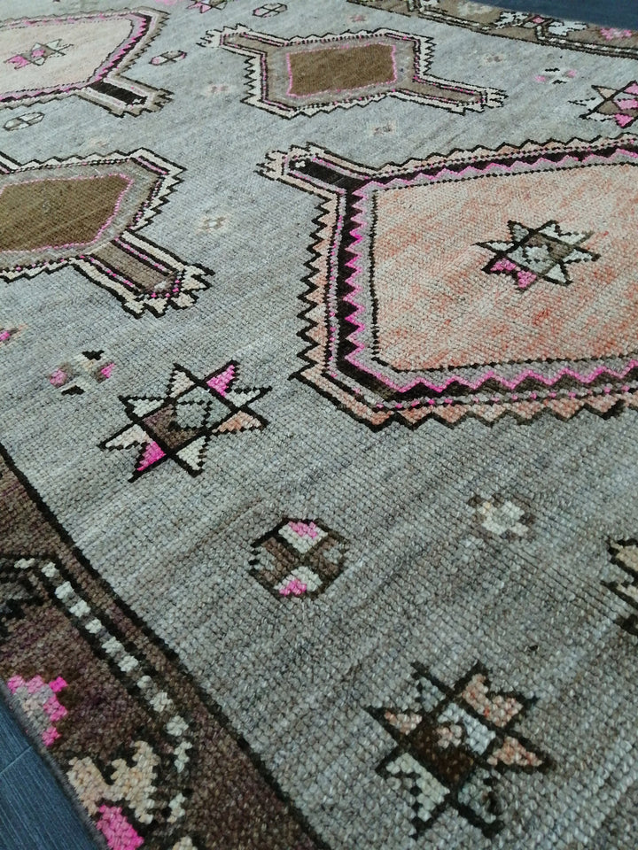 Beige Turkish Runner Rug 3' 9" x 11' 4" Hand-Knotted reverse