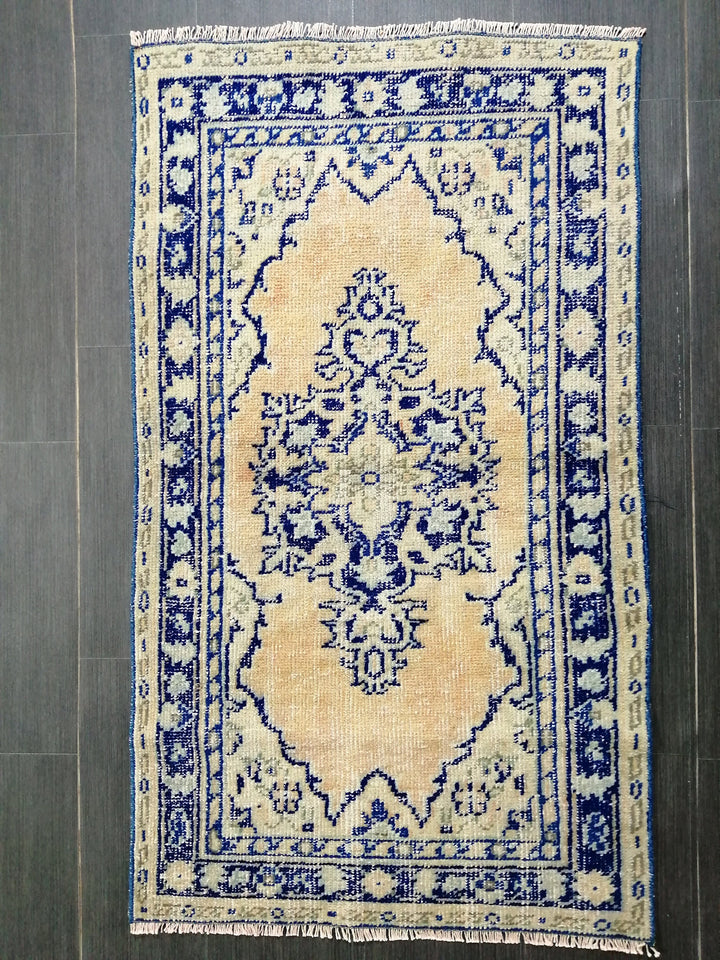 Blue Turkish Runner Rug 2' 7" x 4' 7" Hand-Knotted | No. WR97201