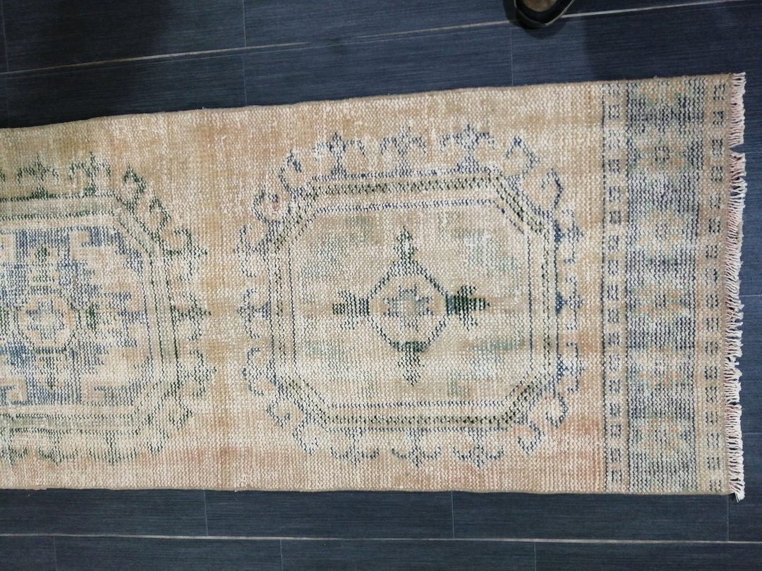 Beige Turkish Runner Rug 2' 6" x 11' Hand-Knotted | No. WR58917