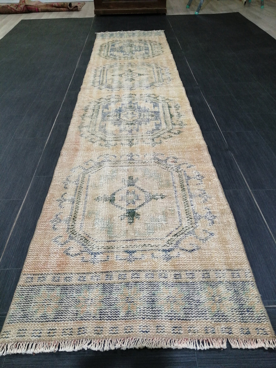 Beige Turkish Runner Rug 2' 6" x 11' Hand-Knotted | No. WR58917