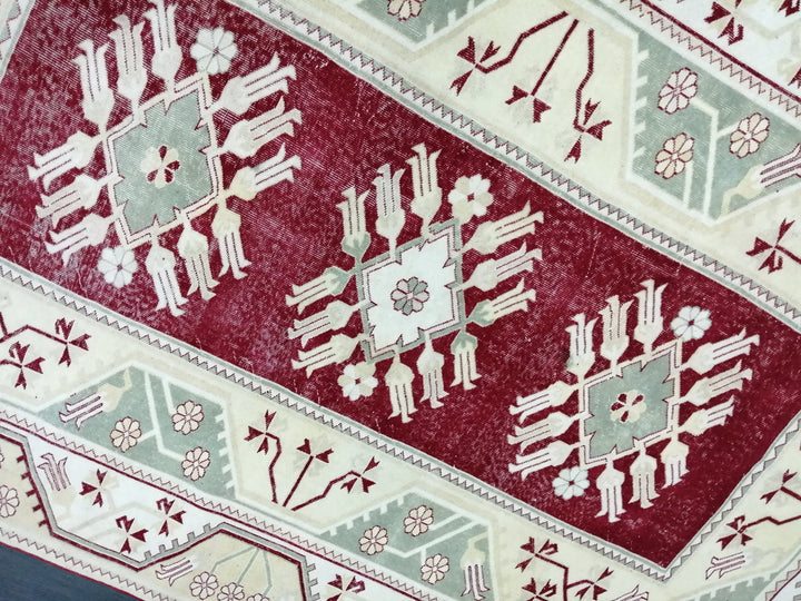 Beige Turkish Runner Rug 6' 6" x 9' 3" Hand-Knotted view 9