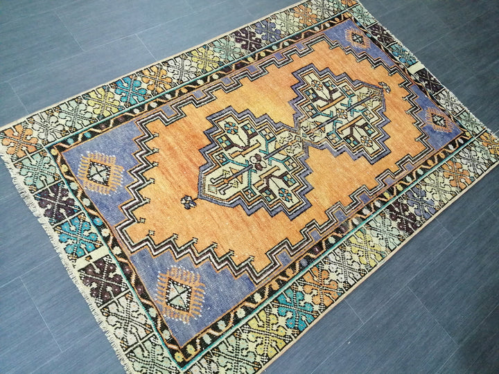 Rust Turkish Runner Rug 3' 7" x 5' 5" Hand-Knotted texture