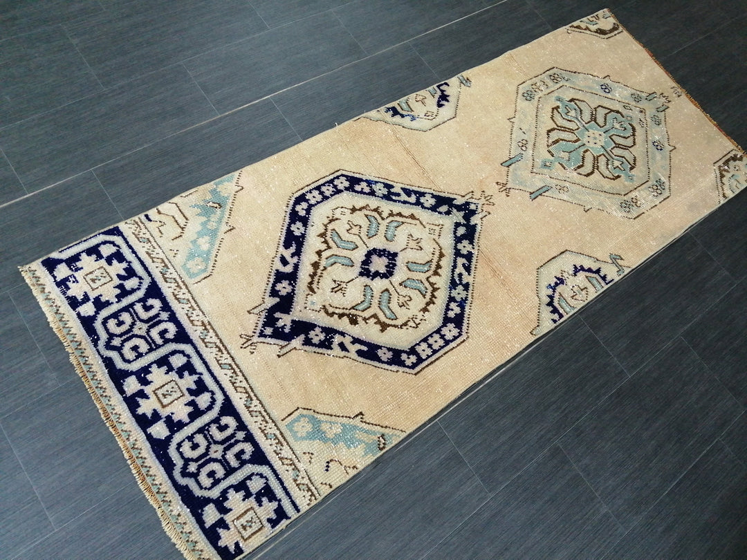 Beige Turkish Runner Rug 2' 6" x 6' 7" Hand-Knotted