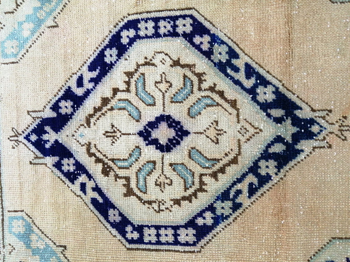 Beige Turkish Runner Rug 2' 6" x 6' 7" Hand-Knotted pattern