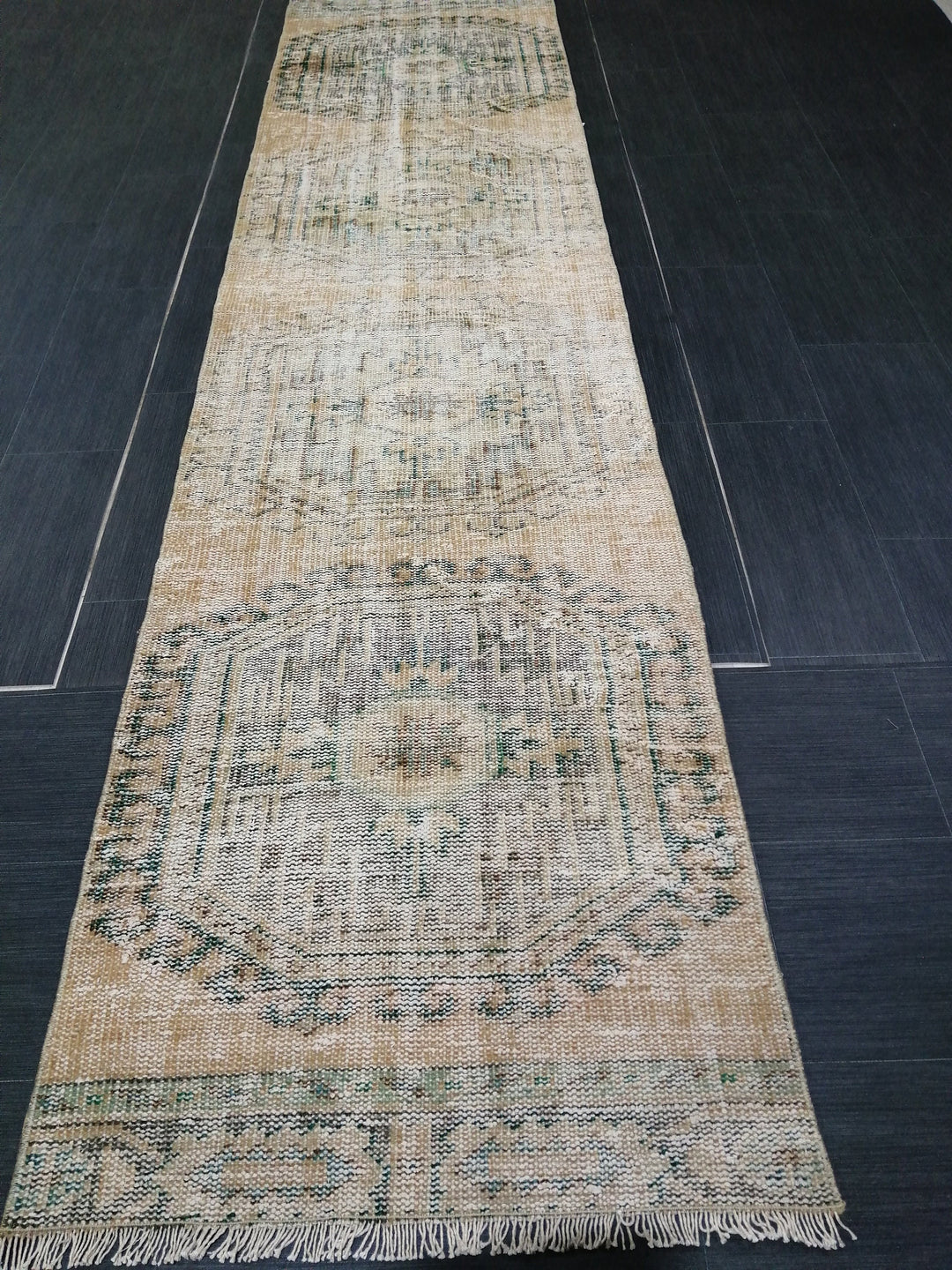 Beige Turkish Runner Rug 2' 7" x 10' 9" Hand-Knotted view