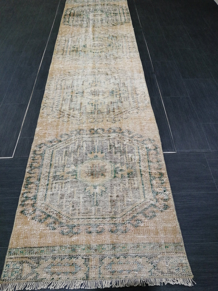 Beige Turkish Runner Rug 2' 7" x 10' 9" Hand-Knotted view