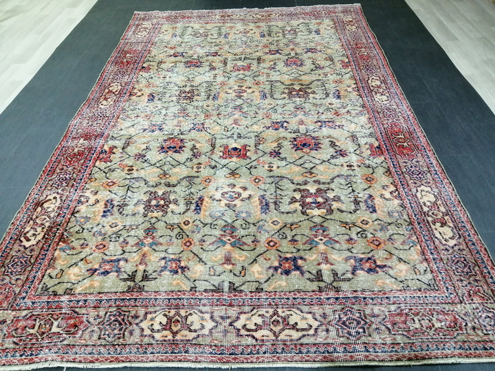 Green Turkish Runner Rug 6' 6" x 10' 6" Hand-Knotted | No. WR99320
