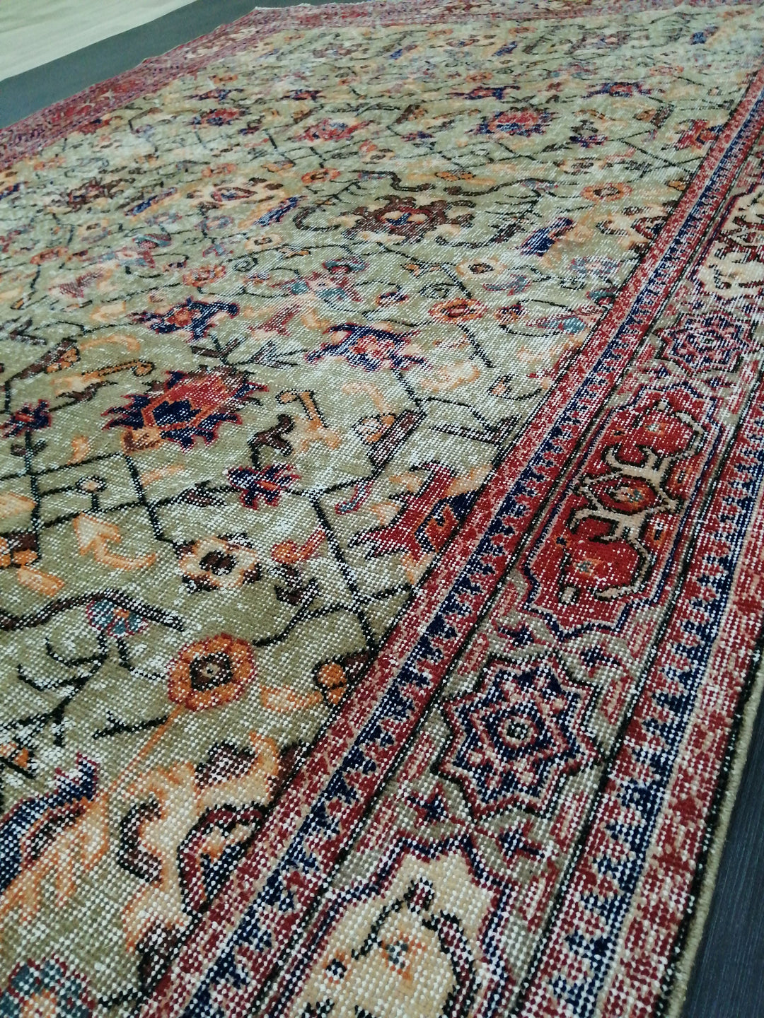 Green Turkish Runner Rug 6' 6" x 10' 6" Hand-Knotted | No. WR99320