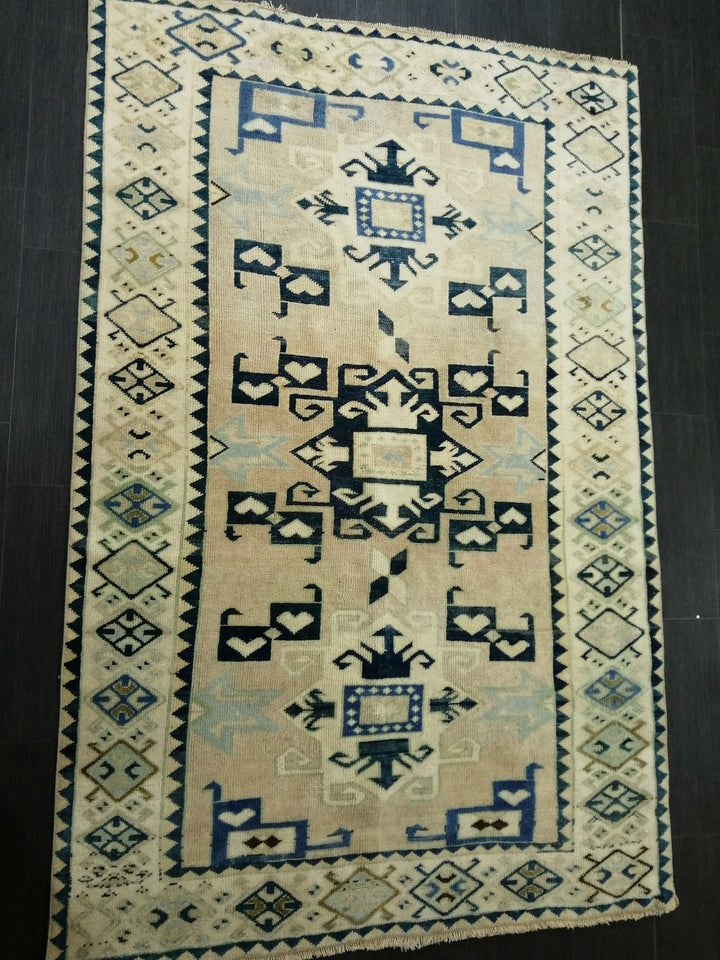 Beige Turkish Runner Rug 4' 5" x 6' 9" Hand-Knotted view