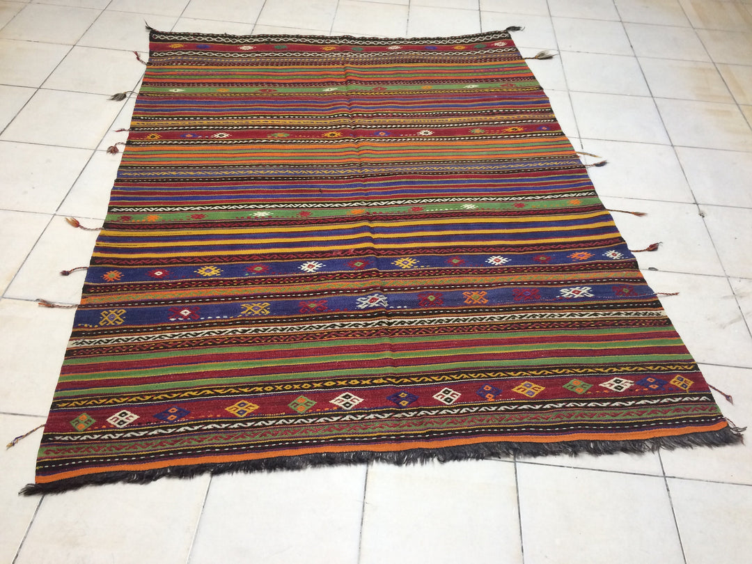 Rust Turkish Oushak Runner Rug Hand-Knotted close-up