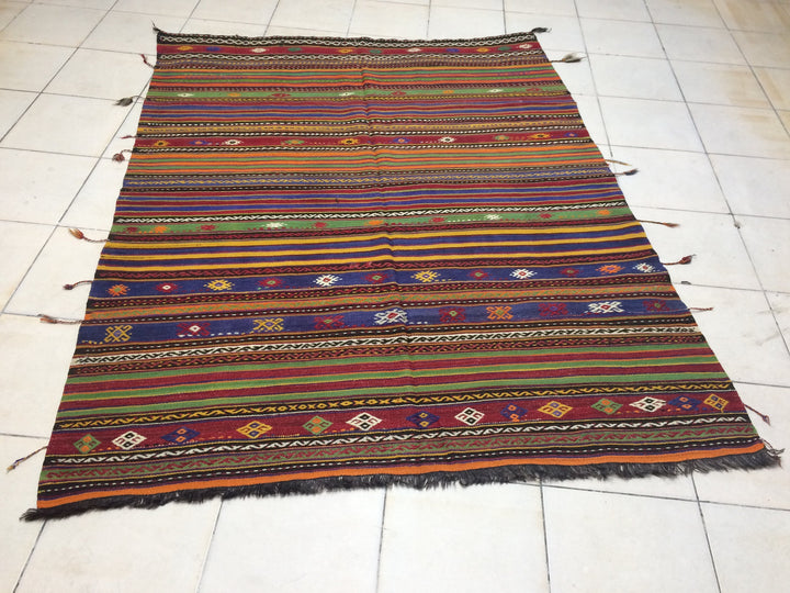 Rust Turkish Oushak Runner Rug Hand-Knotted close-up