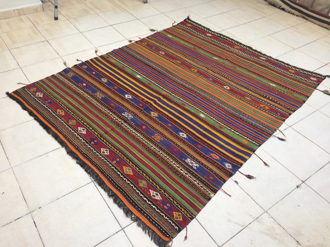 Rust Turkish Oushak Runner Rug Hand-Knotted pattern