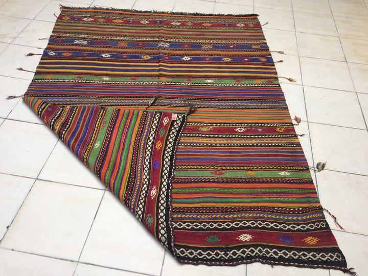 Rust Turkish Oushak Runner Rug Hand-Knotted reverse