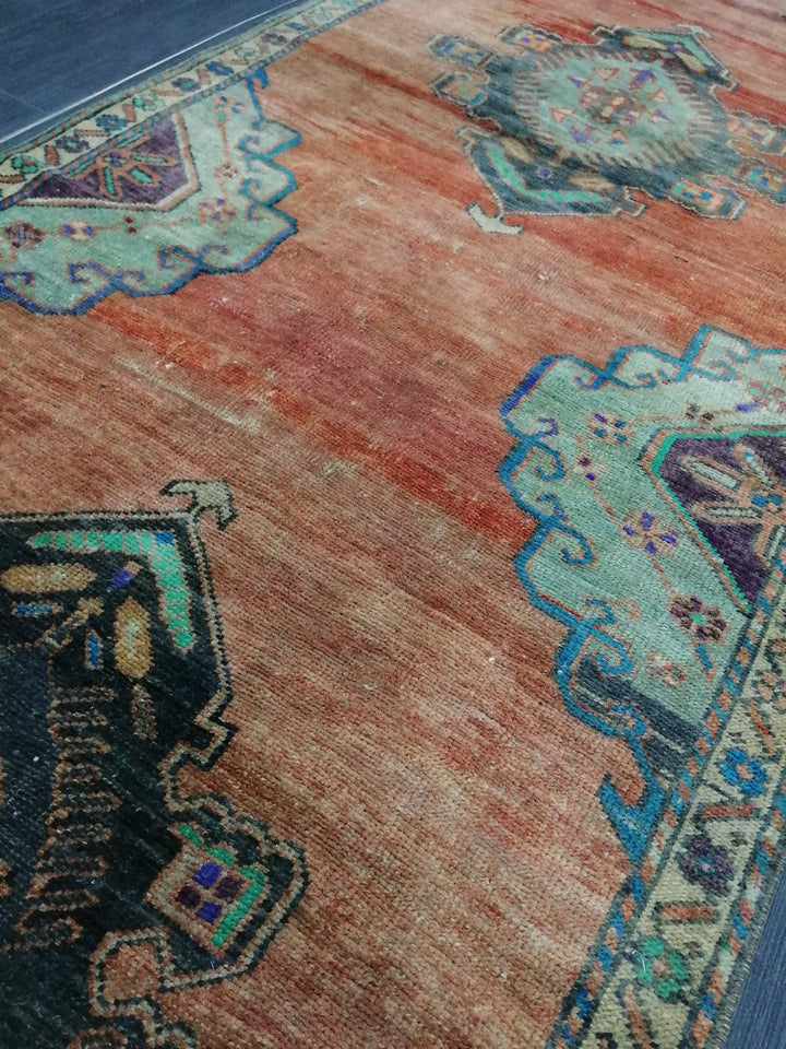 Beige Turkish Runner Rug 3' 3" x 8' 6" Hand-Knotted reverse