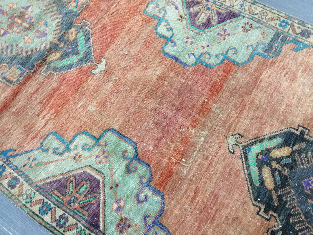 Beige Turkish Runner Rug 3' 3" x 8' 6" Hand-Knotted pattern