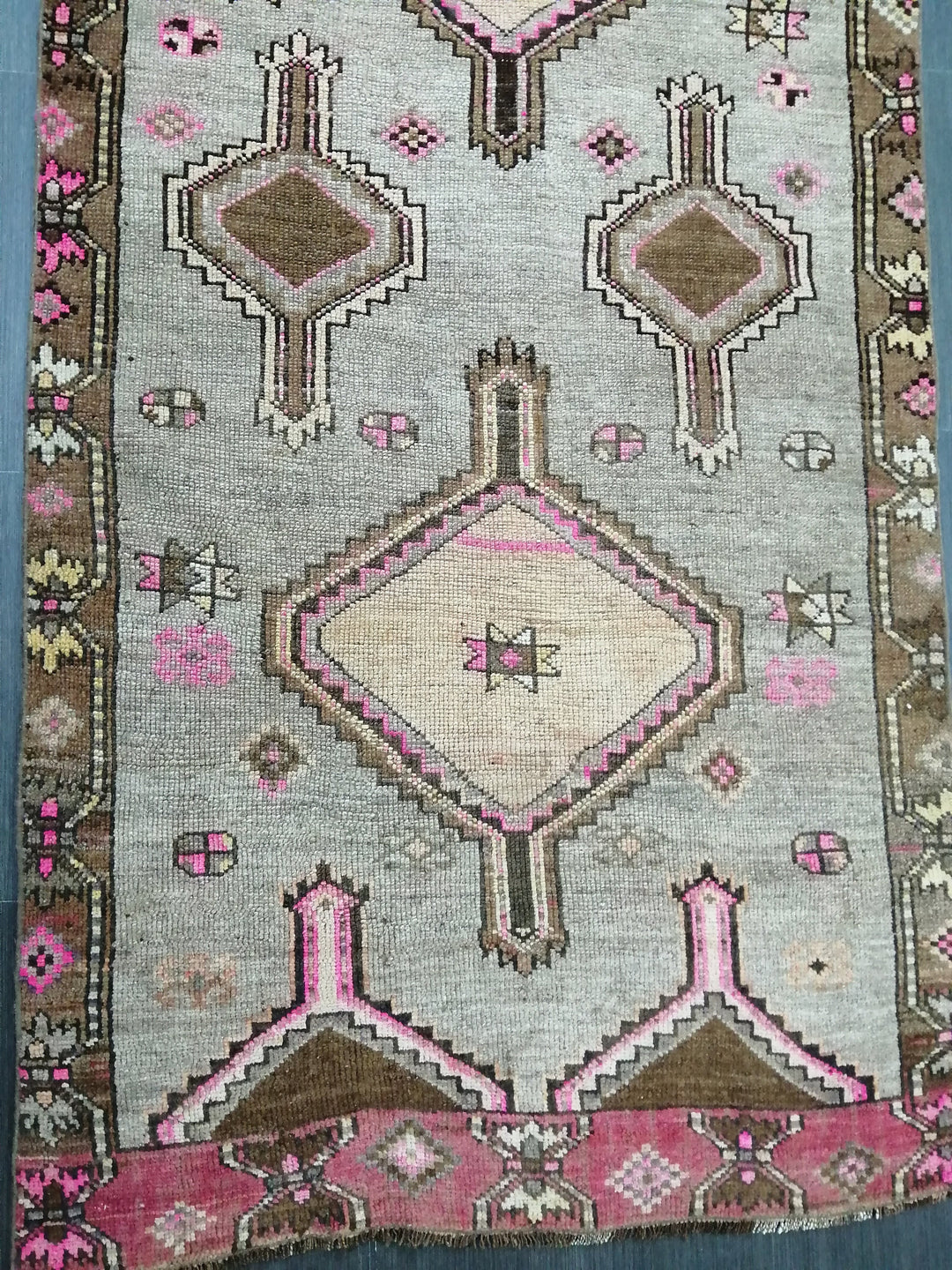 Beige Turkish Runner Rug 3' 10" x 10' 5" Hand-Knotted pattern