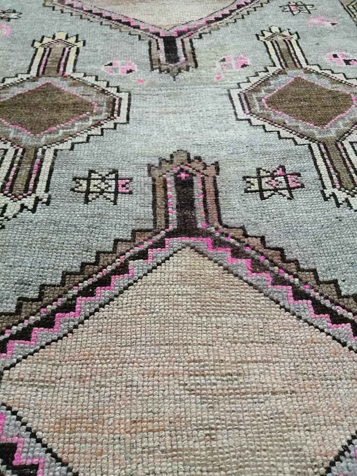 Beige Turkish Runner Rug 3' 10" x 10' 5" Hand-Knotted reverse