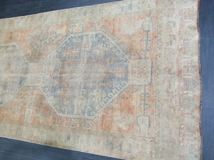 Beige Turkish Runner Rug 4' 4" x 11' 11" Hand-Knotted | No. WR83888
