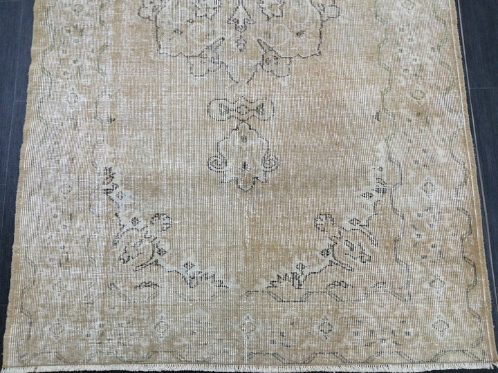 Rust Turkish Runner Rug 3' 8" x 6' 7" Hand-Knotted close-up