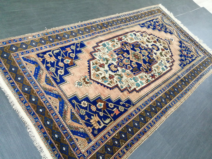 Blue Turkish Runner Rug 5' x 9' 6" Hand-Knotted | No. WR14298