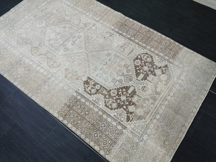 Rust Turkish Runner Rug 4' x 7' Hand-Knotted detail