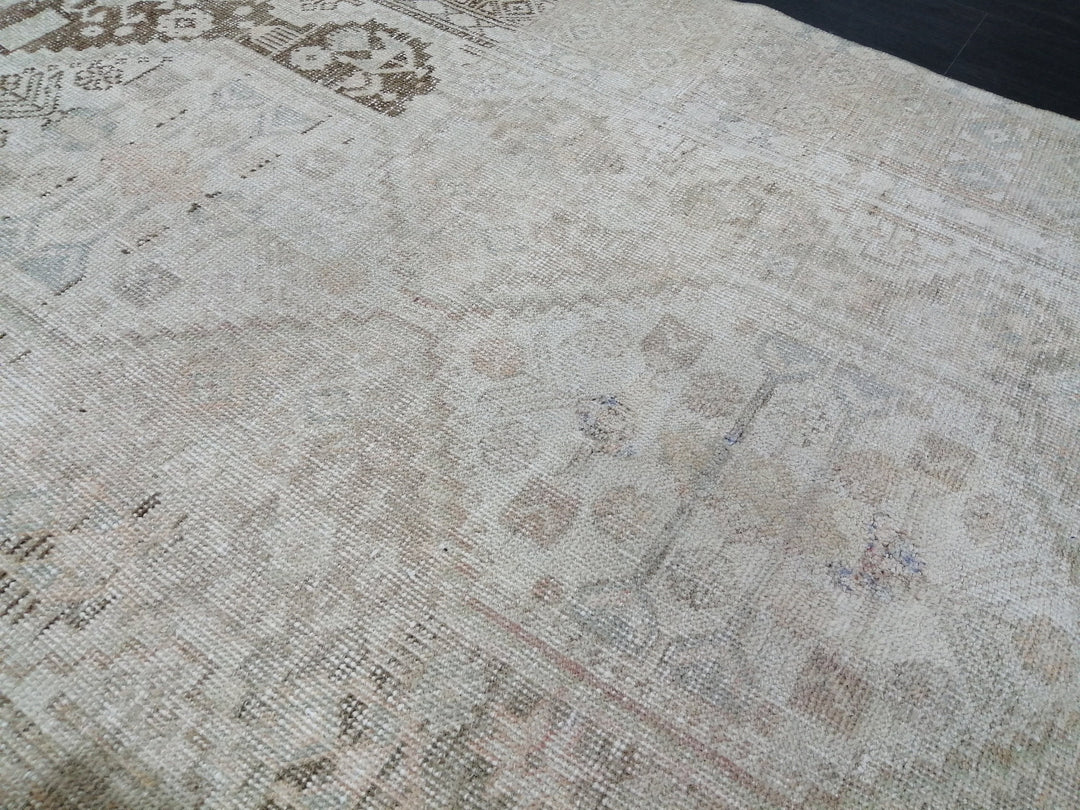 Rust Turkish Runner Rug 4' x 7' Hand-Knotted border