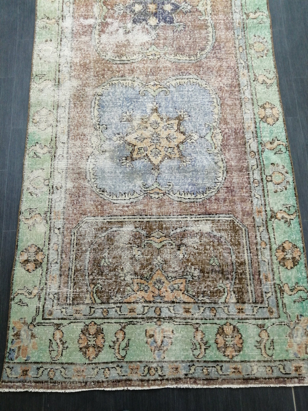 Beige Turkish Runner Rug 4' x 11' 8" Hand-Knotted | No. WR66789