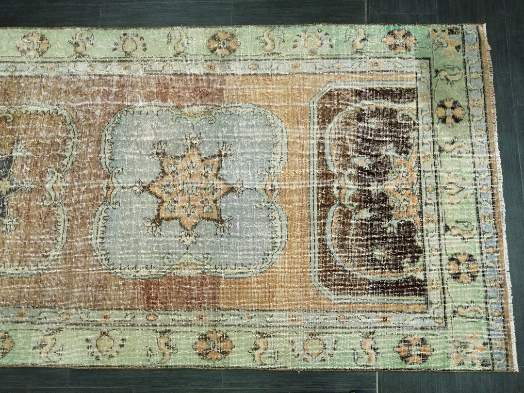 Beige Turkish Runner Rug 4' x 11' 8" Hand-Knotted | No. WR66789
