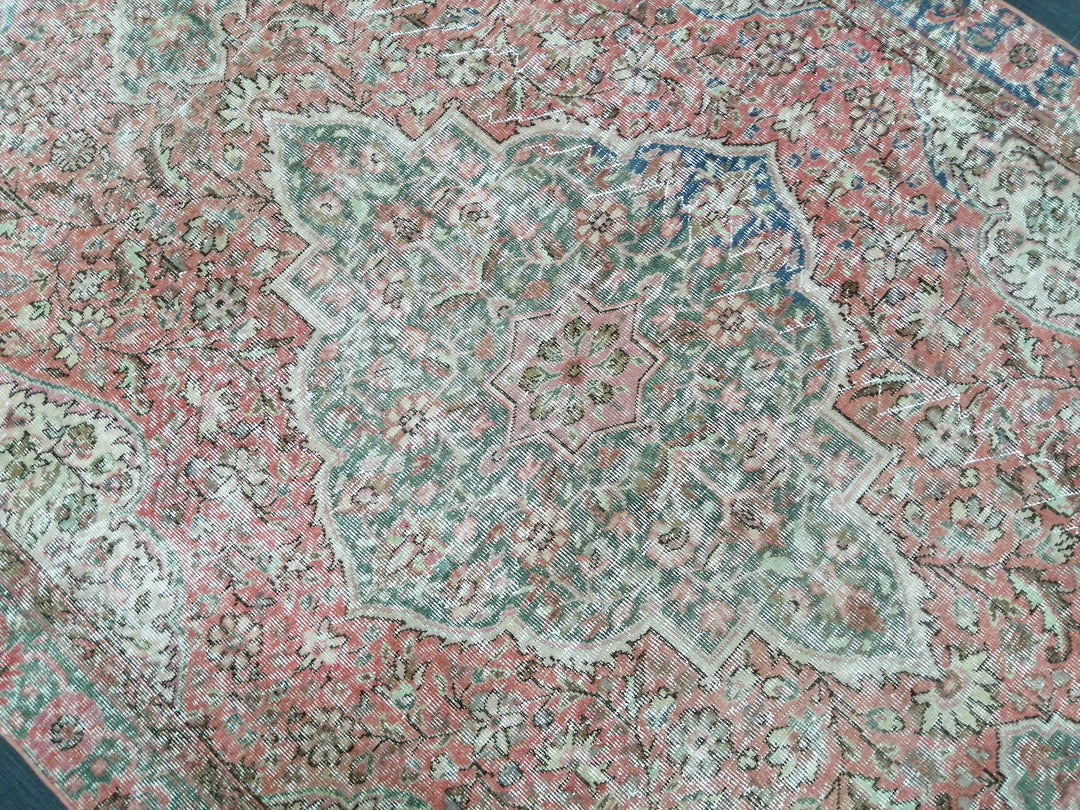 Rust Turkish Runner Rug 6' 1" x 10' 2" Hand-Knotted close-up