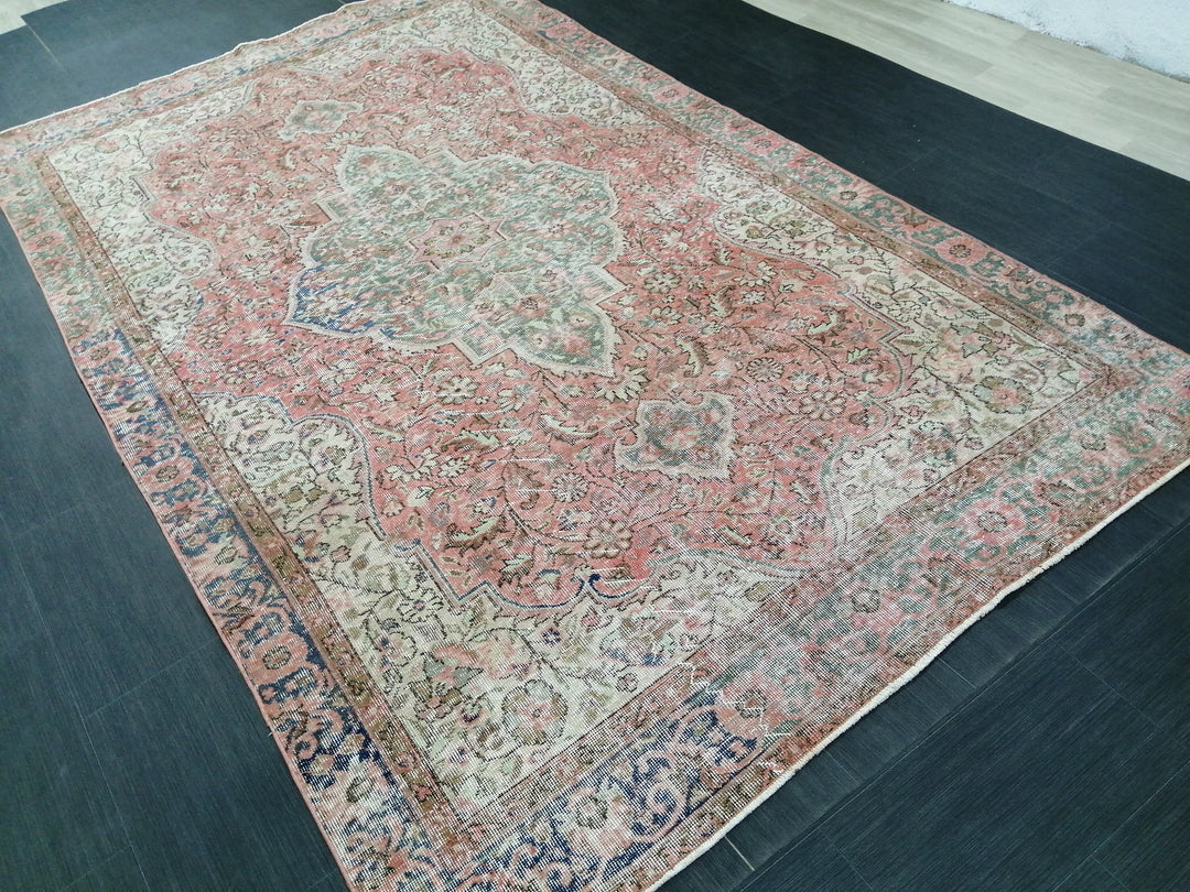 Rust Turkish Runner Rug 6' 1" x 10' 2" Hand-Knotted field