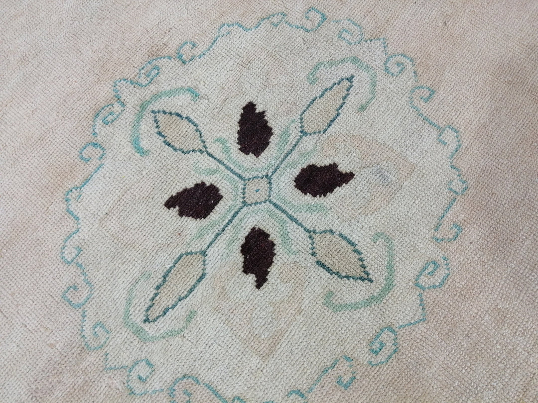 Beige Turkish Runner Rug 4' 2" x 11' 3" Hand-Knotted border