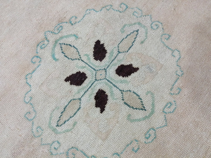 Beige Turkish Runner Rug 4' 2" x 11' 3" Hand-Knotted border