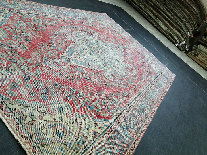 Beige Turkish Runner Rug 5' 5" x 8' 2" Hand-Knotted reverse