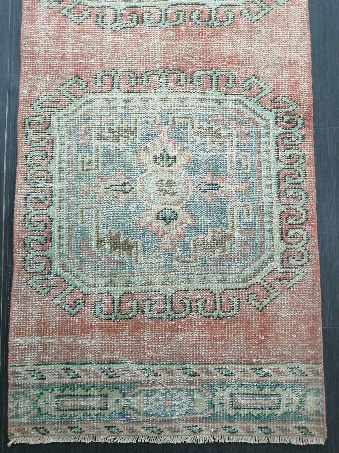 Beige Turkish Distressed Runner Rug 2' 5" x 10' 11" Hand-Knotted | No. WR75495