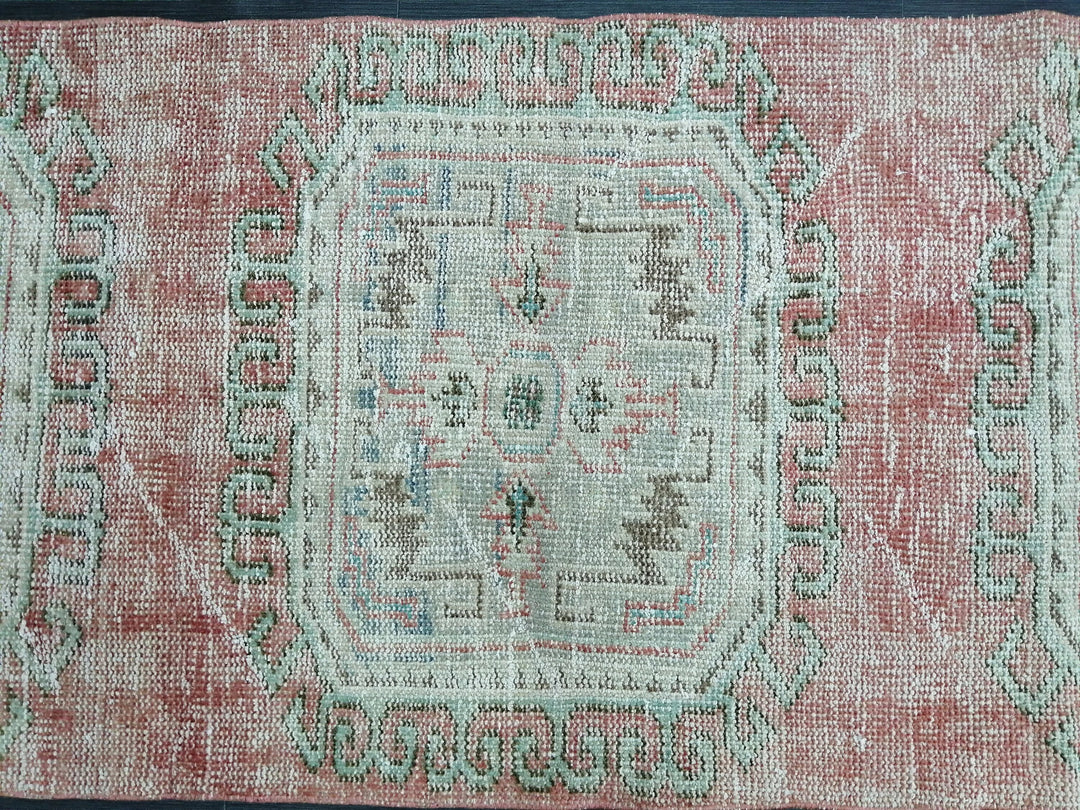Beige Turkish Distressed Runner Rug 2' 5" x 10' 11" Hand-Knotted | No. WR75495