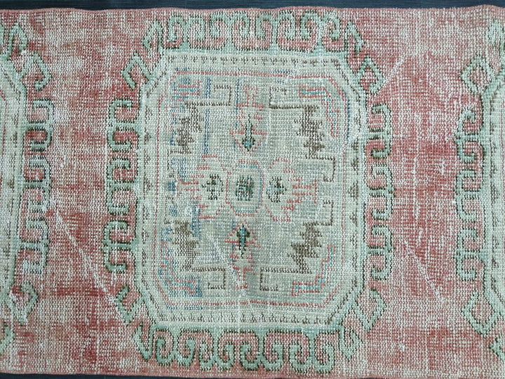 Beige Turkish Distressed Runner Rug 2' 5" x 10' 11" Hand-Knotted | No. WR75495