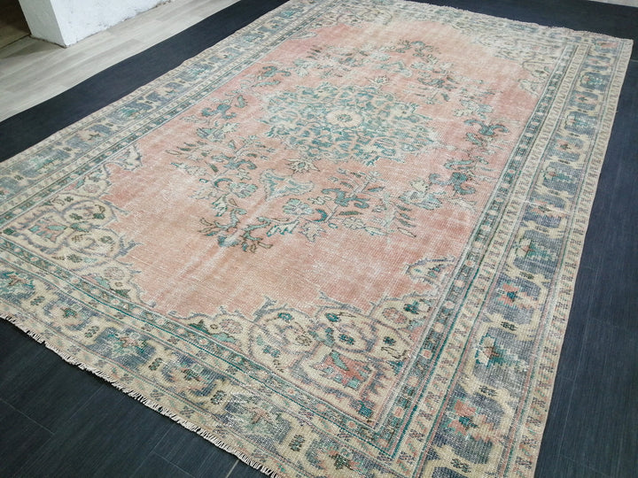 Turkish Oushak Rug 7' 5" x 10' 8" Hand-Knotted field