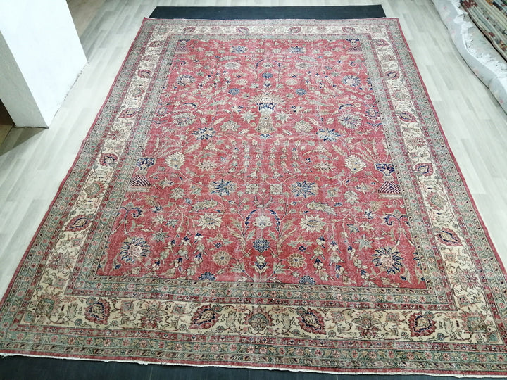 Beige Turkish Runner Rug 9' 11" x 13' 5" Hand-Knotted view