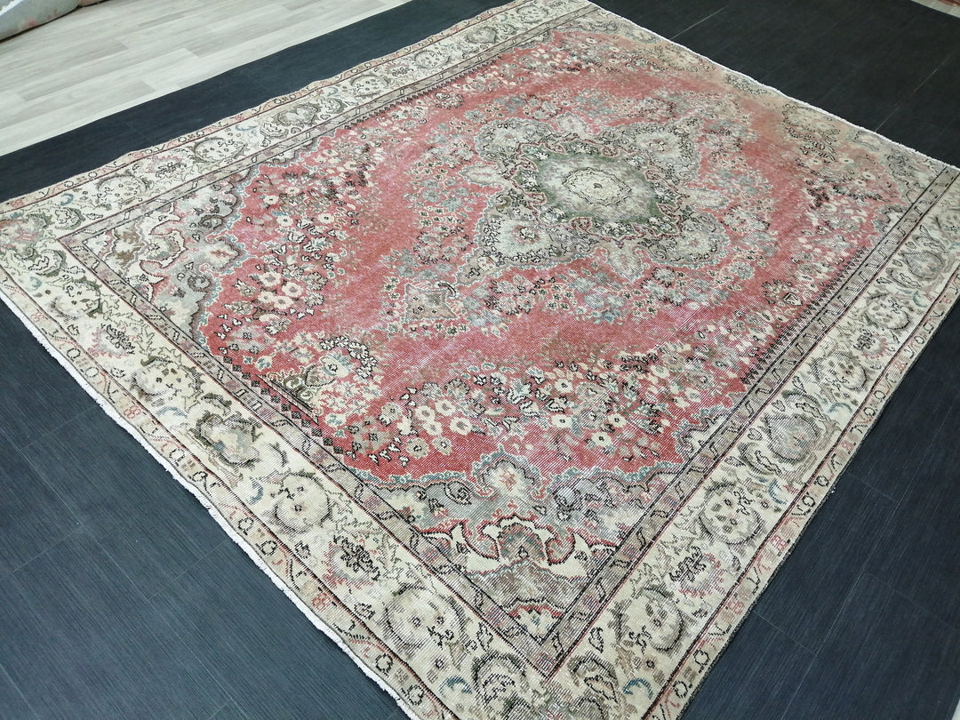 Rust Turkish Runner Rug 7' 2" x 9' Hand-Knotted view