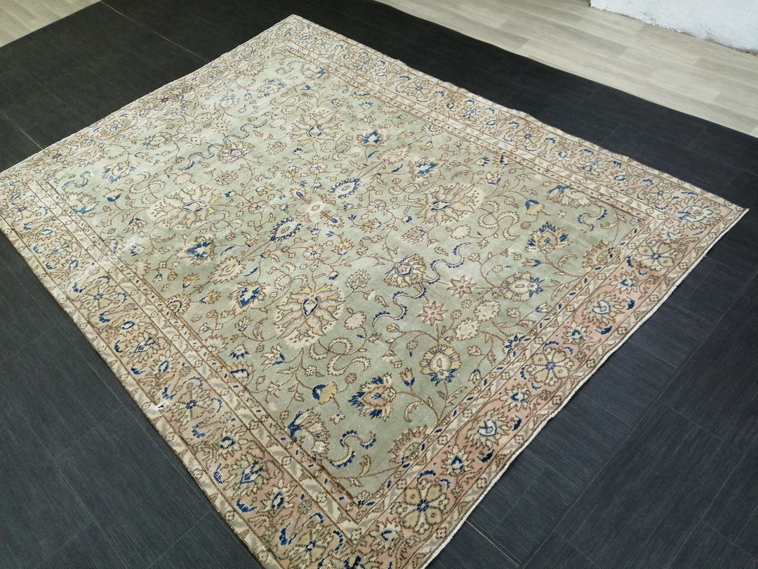 Blue Turkish Oushak Rug 6' 4" x 8' 5" Hand-Knotted | No. WR24663