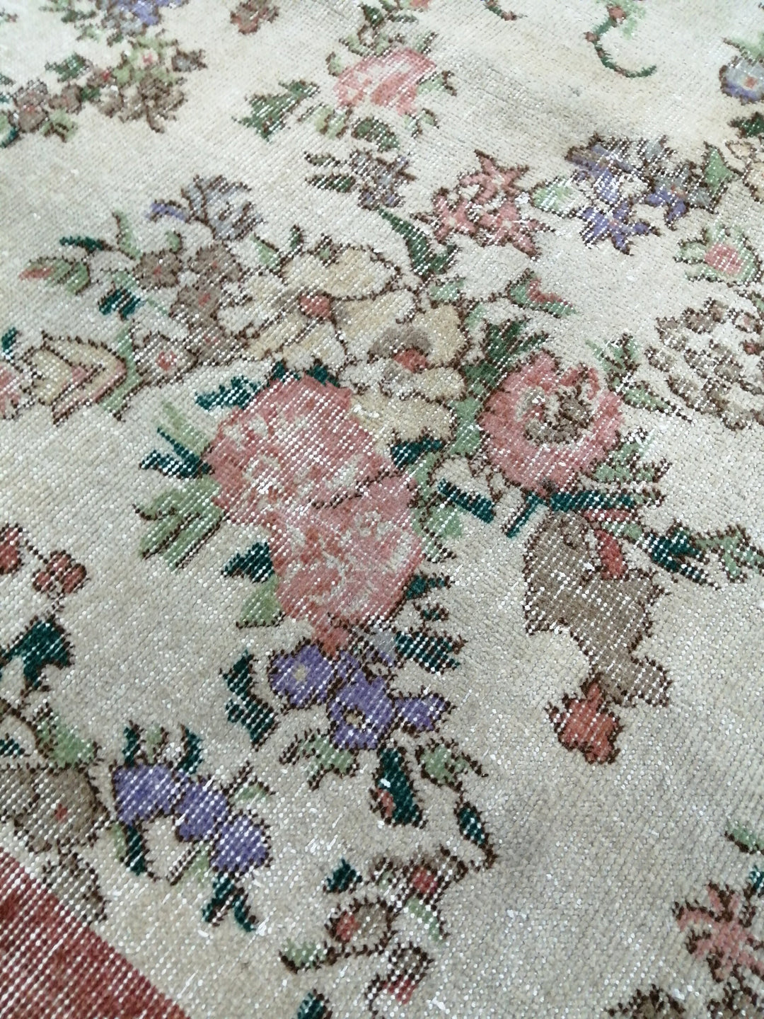Beige Turkish Runner Rug 5' 8" x 9' 8" Hand-Knotted view 9