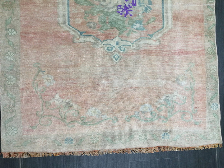 Beige Turkish Runner Rug 3' 5" x 5' Hand-Knotted reverse