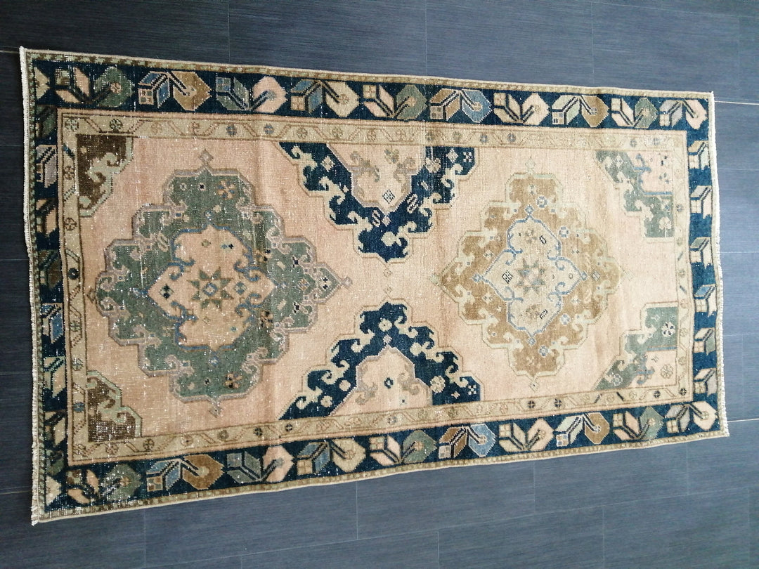 Beige Turkish Runner Rug 3' 4" x 6' Hand-Knotted | No. WR65433