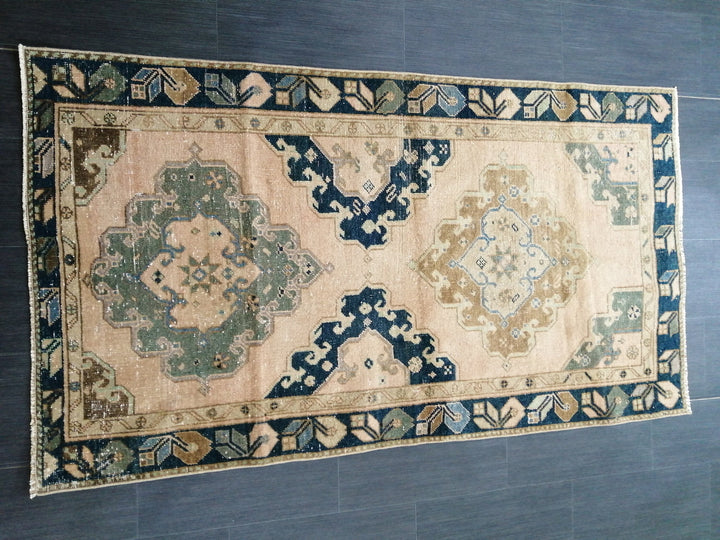 Beige Turkish Runner Rug 3' 4" x 6' Hand-Knotted | No. WR65433